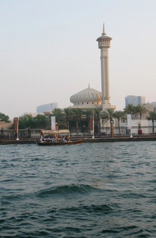 Al Bastakiya Mosque from Dubai Creek water taxi Al Bastakiya Mosque from Dubai Creek water taxi