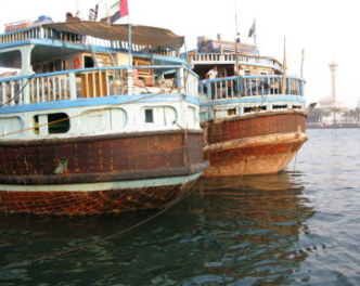 Emirati traditional wooden trading dhows Dubai Creek Emirati traditional wooden trading dhows Dubai Creek