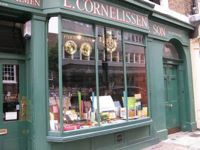 L. Cornelissen Shop Front in Great Russell Street Bloomsbury London L. Cornelissen Shop Front in Great Russell Street Bloomsbury London