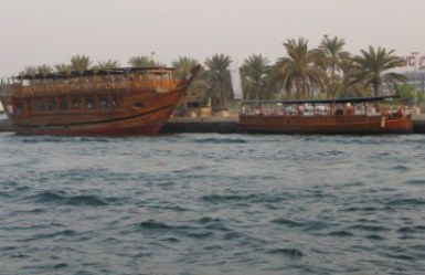 Large and small dhow on Dubai Creek Large and small dhow on Dubai Creek