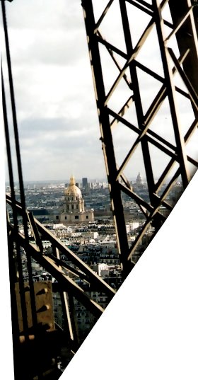 View of Golden Dome of Les Invalides through Eiffel Tower Cables View of Golden Dome of Les Invalides through Eiffel Tower Cables