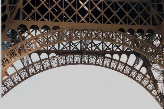 Detailed patterns within the structure of the Eiffel Tower Arch Detailed patterns within the structure of the Eiffel Tower Arch