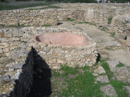 Bath in ruins of a Kerkouane house in Tunisia