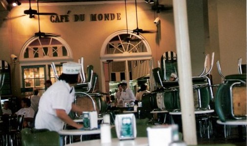 Café du Monde at dawn French Quarter New Orleans