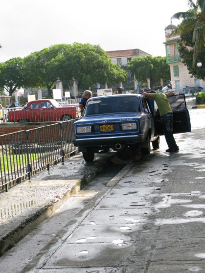 Improvised car service well Havana Cuba