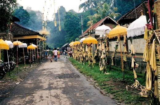 Colourful umbrellas at Village of White Herons Bali