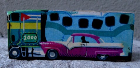 Cuban domino box with Camelo and classic car