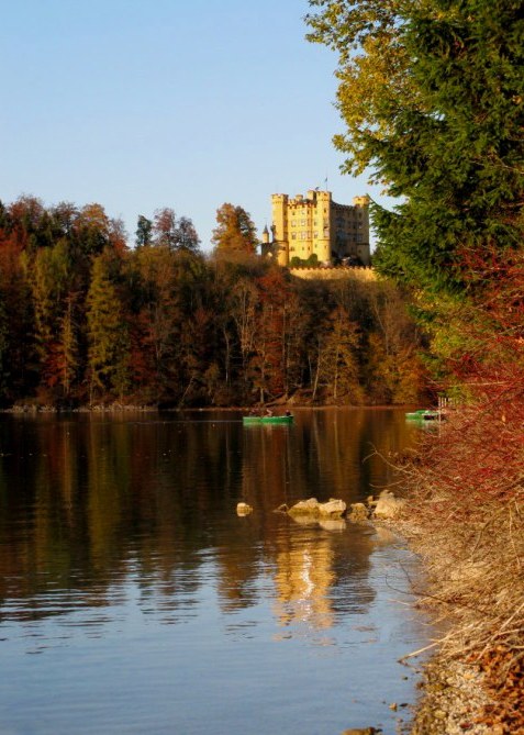 Hohenschwangau Castle and canoes on Alpsee