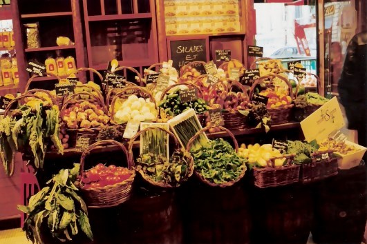 Paris fresh herbs and vegetables in baskets Paris fresh herbs and vegetables in baskets