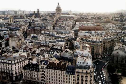 The impact of Baron Hausemann's redesigning of Paris seen from Notre Dame The impact of Baron Hausemann's redesigning of Paris seen from Notre Dame