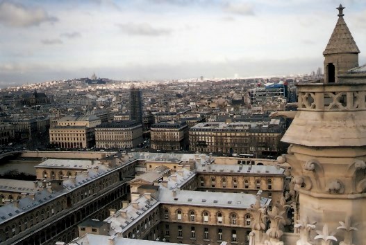 Paris laid out between the Sacre Couer and Notre Dame Cathedral Paris Paris laid out between the Sacre Couer and Notre Dame Cathedral Paris