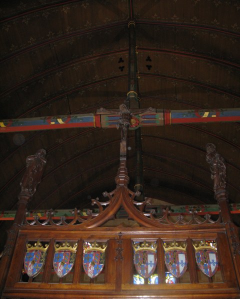Shields above altar Hospices de Beaune