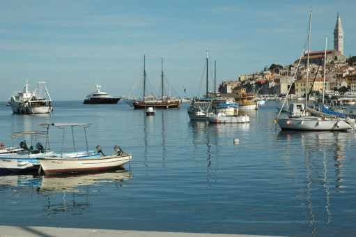Super-yacht in the harbour of Rovinj Croatia