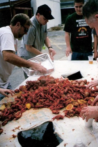 Table at Crawfish boil in New Orleans Table at Crawfish boil in New Orleans