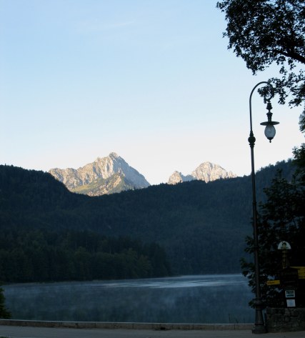 Alpsee below Neuschwanstein Castle at dawn