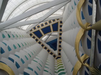 Apex of the interior tower of Burj Al Arab Dubai 