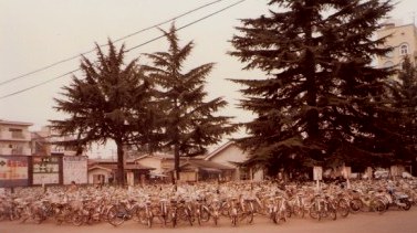 Bicycles parked beside station – Tokyo