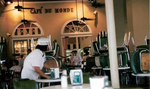 Café du Monde at dawn French Quarter New Orleans