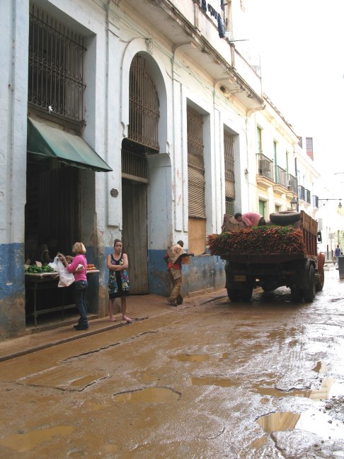 Classic old truck with a load of carrots in Havana Cuba