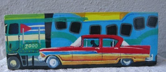 Cuban domino box with Camelo and colourful classic car