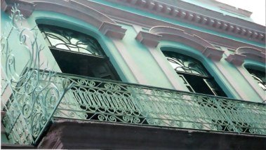 Detail of  facade restoration in Havana