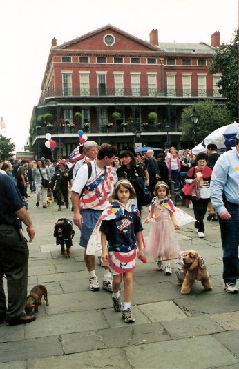 Dogs & children dressed alike at Krewe of Barkus Parade New Orleans