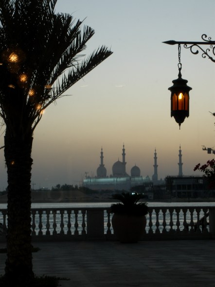 Grand mosque Abu Dhabi lanterns and minarets