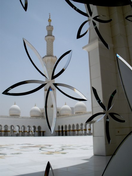 Grand mosque Abu Dhabi with beveled glass