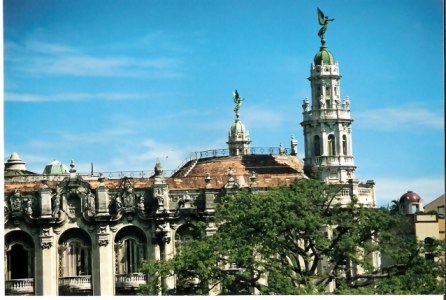 Havana Angel above Grand Theatre Gates and Collonades