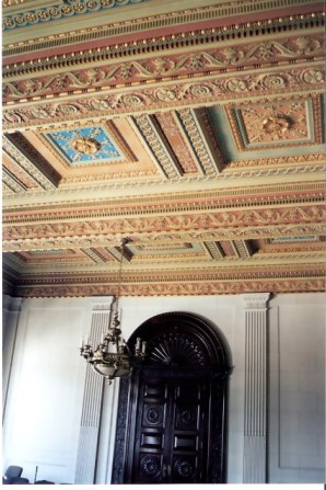 Havana Capitol Building Ceiling, chandelier and carved door 