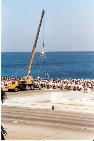 Havana-demonstration-on-Malecón-TV-camera-on-crane 