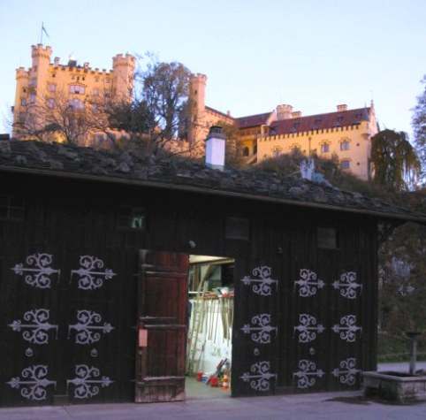 Hohenschwangau Castle at dawn above old stables