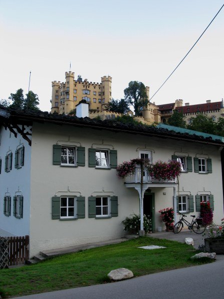 Hohenschwangau castle above the town