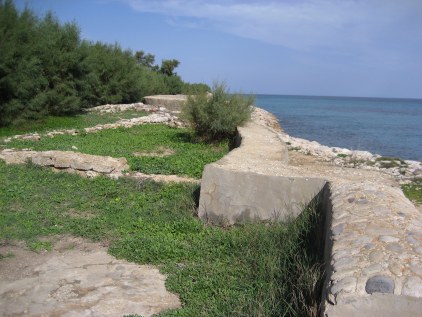 Kerkouane sea wall in Tunisia