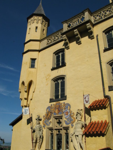 Knight statues above carriage entrance to Hohenschwangau Castle Bavaria