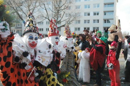 Mainz Carnival Parade Rosenmontag clowns and children