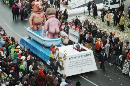 Mainz Carnival Parade Swine Flu Float