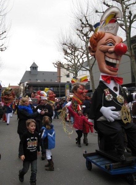 Mainz Germany Carnival political heads with children