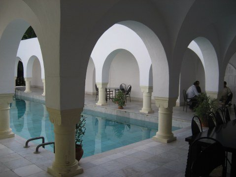 Marble pool and inner Courtyard Dar Sebastian Hammamet Tunisia
