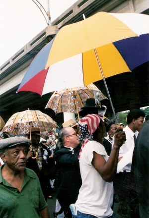 Mourners with parasols Jazz Funeral New Orleans