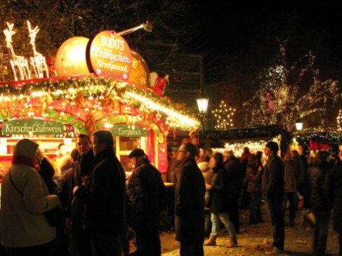 Munich Christmas Market cherry gluewein in Rindermarkt Square