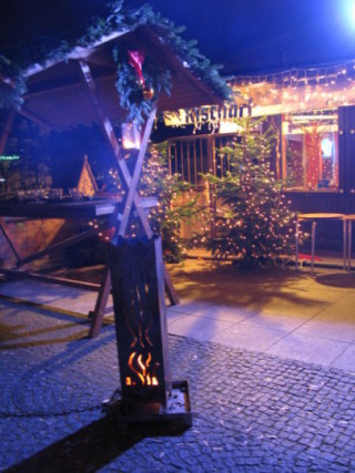 Munich Christmas Market restaurant terrace smoke