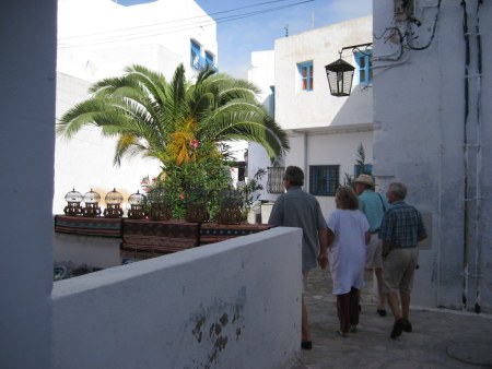 Narrow street in old town of Hammamet, Tunisia