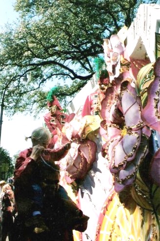 Parade float beads New Orleans Mardi Gras