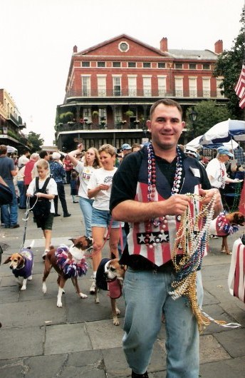 Patriotic dogs at Krewe of Barkus Parade New Orleans