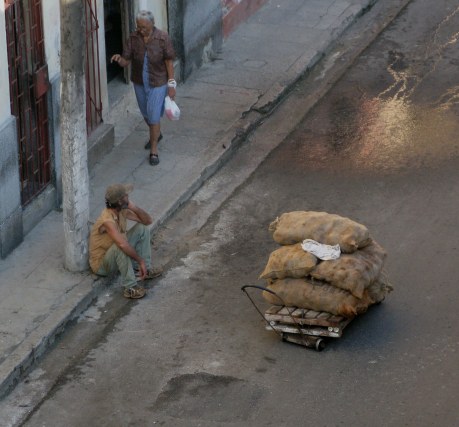 Resting with a load of onions Havana Cuba