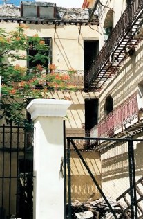 Shadow patterns on once grand building in Havana