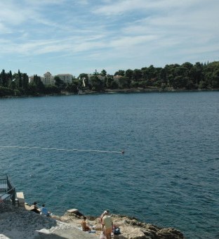 Swimming area off rocks in Rovinj Croatia