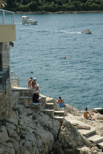 Swimming from the rocks in Rovinj Croatia