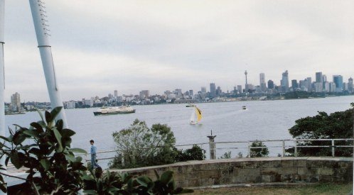 Sydney Harbour and Manly ferry from HMAS Sydney Memorial